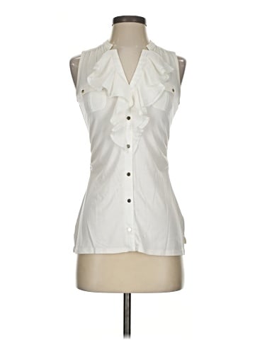 White House Black Market Sleeveless Button-Down Shirt (view 1)