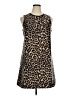 J.Crew 100% Polyester Animal Print Brown Casual Dress Size 14 - photo 1