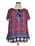 DR2 100% Polyester Blue Short Sleeve Blouse Size 1X - photo 1