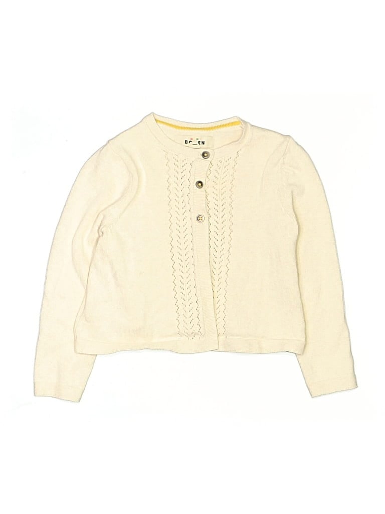 Pre-owned Mini Boden Kids' Long Sleeve Top Ivory Crew Neck Tops