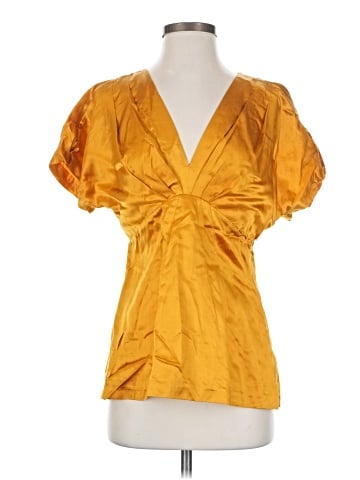 BCBGMAXAZRIA Short Sleeve Silk Top (view 1)