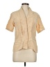 Dana Buchman 100% Silk Tan Short Sleeve Silk Top Size 8 Petite - photo 1