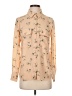 Elodie 100% Polyester Floral Tan Long Sleeve Blouse Size XS - photo 1