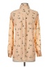 Elodie 100% Polyester Floral Tan Long Sleeve Blouse Size XS - photo 2