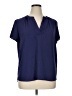Halogen 100% Polyester Blue Short Sleeve Blouse Size XL - photo 1