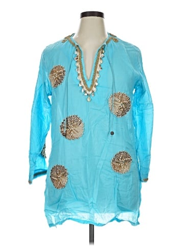Key Lime & Pink 3/4 Sleeve Blouse (view 1)