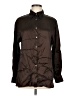 Finity 100% Silk Metallic Brown Long Sleeve Silk Top Size 6 - photo 1