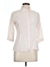 Olive 100% Viscose Stripes Ivory 3/4 Sleeve Button-Down Shirt Size L (estimated) - photo 1