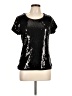 August Silk 100% Nylon Black Short Sleeve Top Size L - photo 1
