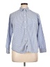 Old Navy 100% Cotton Chevron-herringbone Blue Long Sleeve Button-Down Shirt Size XL Petite - photo 1