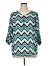 Roz & Ali 100% Polyester Chevron-herringbone Teal 3/4 Sleeve Blouse Size XL - photo 1