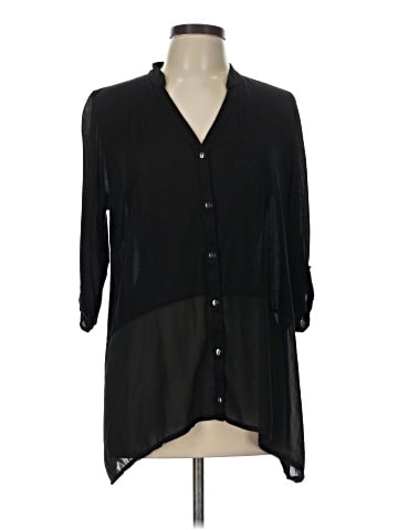 August Silk 3/4 Sleeve Button-Down Shirt (view 1)