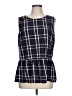 Halogen Plaid Blue Sleeveless Blouse Size L - photo 1