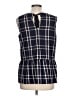 Halogen Plaid Blue Sleeveless Blouse Size L - photo 2