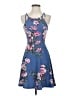 Planet Gold Floral Blue Casual Dress Size S - photo 1