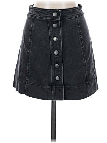 Madewell Metropolis Snap Jean Skirt in Rawley Black (view 1)