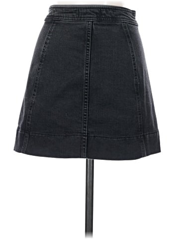 Madewell Metropolis Snap Jean Skirt in Rawley Black (view 2)