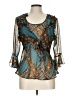 Versailles 100% Polyester Teal 3/4 Sleeve Blouse Size L - photo 1