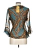 Versailles 100% Polyester Teal 3/4 Sleeve Blouse Size L - photo 2