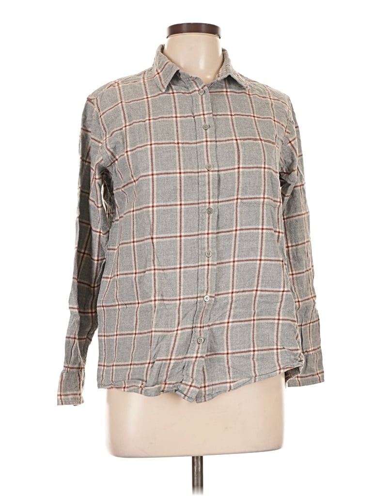 Pre-owned Uniqlo Long Sleeve Button Down Shirt In Gray