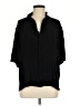 Zara Solid Black 3/4 Sleeve Button-Down Shirt Size M - photo 1