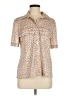 Rodier Print Tan Short Sleeve Blouse Size M (estimated) - photo 1
