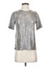 Tulle 100% Polyester Metallic Silver Short Sleeve Top Size S - photo 1