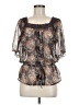 Vanity 100% Polyester Brown Short Sleeve Blouse Size M - photo 1