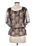 Vanity 100% Polyester Brown Short Sleeve Blouse Size M - photo 2