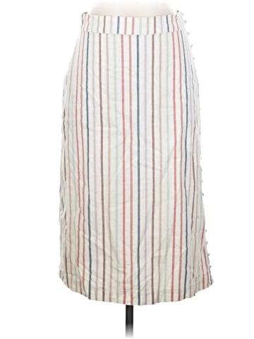 Madewell Button Slit Midi Skirt in Flecked Rainbow Stripe (view 1)