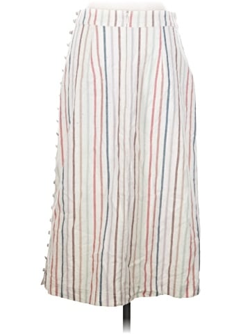 Madewell Button Slit Midi Skirt in Flecked Rainbow Stripe (view 2)