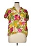 Rose + Olive 100% Polyester Tropical Yellow Short Sleeve Blouse Size XL - photo 1