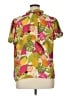 Rose + Olive 100% Polyester Tropical Yellow Short Sleeve Blouse Size XL - photo 2