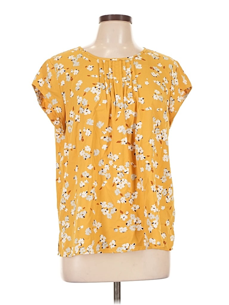 Pre-owned Monday Fun Short Sleeve Blouse In Yellow