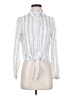 Dress Forum 100% Rayon Stripes Silver Long Sleeve Blouse Size S - photo 1