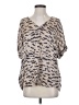 CAbi 100% Silk Animal Print Tan Short Sleeve Silk Top Size M - photo 1