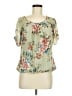 Unbranded 100% Polyester Floral Green Short Sleeve Blouse Size M (estimated) - photo 1