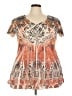One World 100% Polyester Orange Short Sleeve Blouse Size 3X - photo 1