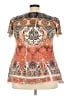One World 100% Polyester Orange Short Sleeve Blouse Size 3X - photo 2