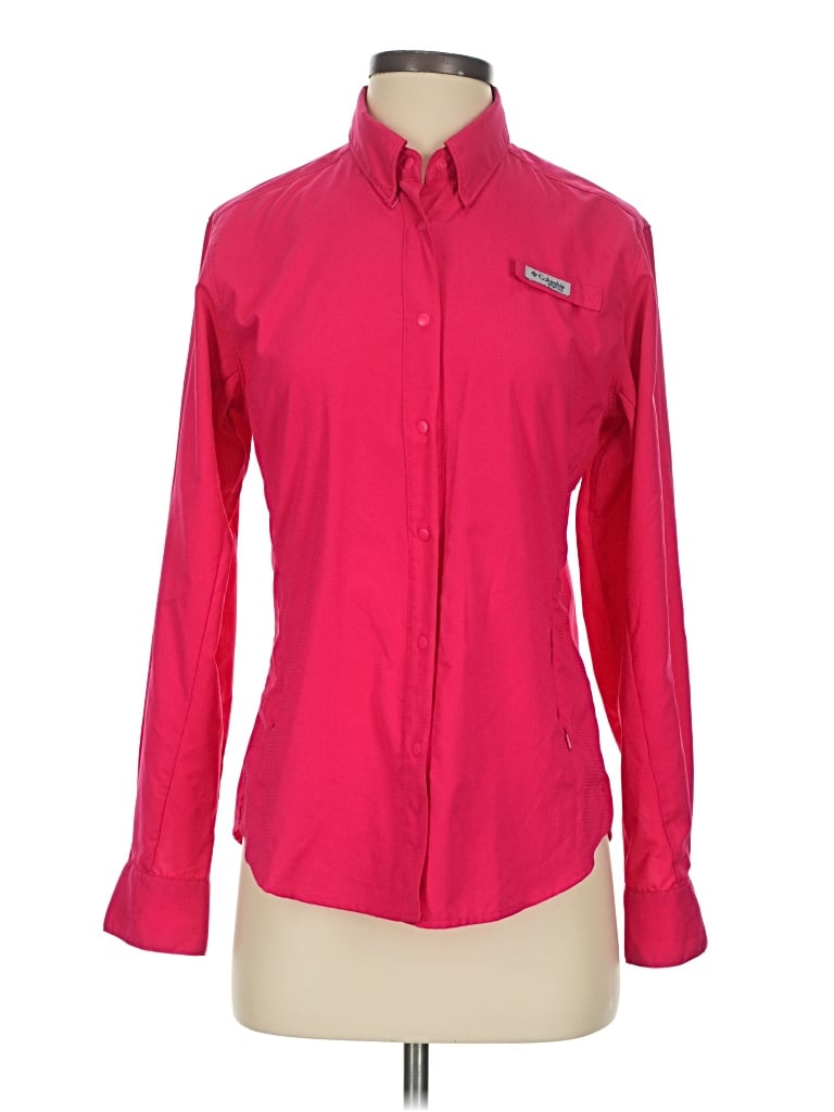 Pre-owned Columbia Long Sleeve Blouse In Pink