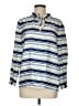 J.Crew Collection 100% Silk Stripes Blue Long Sleeve Silk Top Size M - photo 1