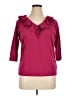 Chaps 100% Cotton Burgundy 3/4 Sleeve Top Size 1X - photo 1