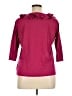 Chaps 100% Cotton Burgundy 3/4 Sleeve Top Size 1X - photo 2