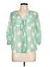 Bebe 100% Polyester Polka Dots Green 3/4 Sleeve Blouse Size L - photo 1
