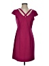 Connected Apparel Solid Burgundy Casual Dress Size 4 (petite) - photo 1
