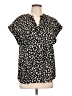 Cynthia Steffe 100% Polyester Animal Print Black Short Sleeve Blouse Size L - photo 1