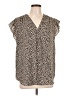 Chaus 100% Polyester Animal Print Brown Short Sleeve Blouse Size L - photo 1