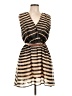 Double Zero 100% Polyester Stripes Brown Casual Dress Size L - photo 1