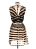 Double Zero 100% Polyester Stripes Brown Casual Dress Size L - photo 2