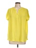 Pleione 100% Polyester Yellow Short Sleeve Blouse Size L - photo 1